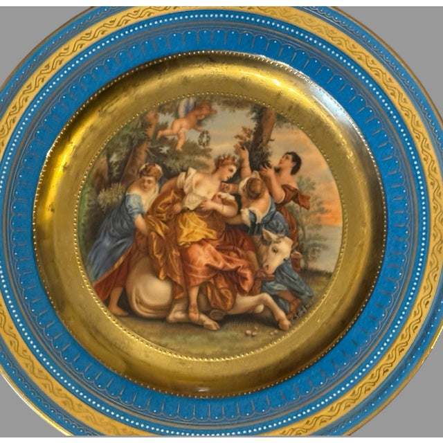 Antique Victorian Royal Vienna Porcelain Gilt Decorated Scenic Plate Europa Marked with a blue beehive mark and titled on...