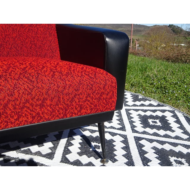 1970s Vintage Red and Black Chairs with Compass Feet, 1970s, Set of 2 For Sale - Image 5 of 18
