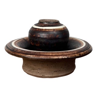 Mid-Century Modern Danish Studio Pottery Candleholder by Lise Eder for Lise Keramik, 1960s For Sale