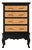 Vintage Queen Anne Style Black & Natural Maple High Chest / Tallboy Dresser – 4 Drawers For Sale