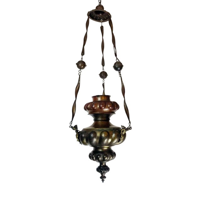 Embossed Copper Votive Lamp, 1890s For Sale