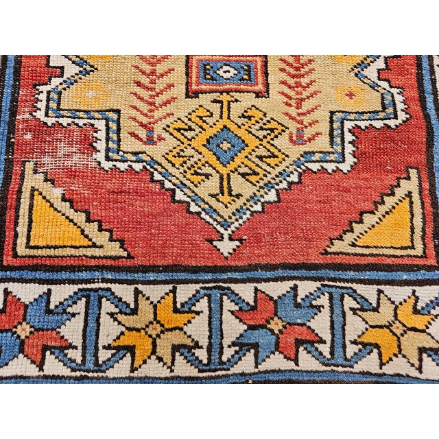 Vintage Handwoven Caucasian Kazak Rug, Geometric Pattern, Red & Ivory, 4' x 7' For Sale - Image 17 of 18