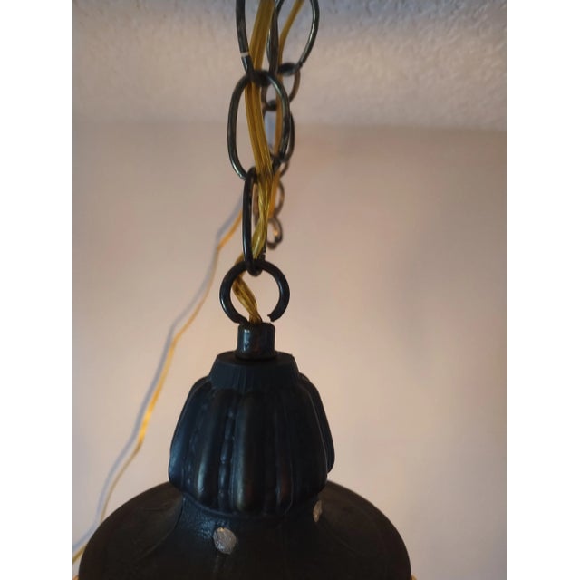 1970s Vintage Amber Swag Light Mid-Century Hanging Lamp Grape Pattern For Sale - Image 5 of 11