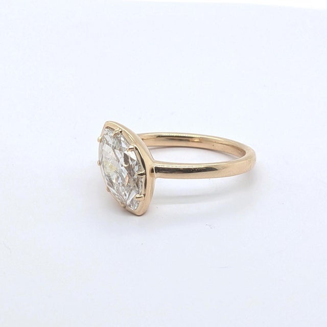 Gold 14k Yellow Gold Solitaire Engagement Ring With a ~2ct Tilted Marquise Diamond, Size 7 For Sale - Image 8 of 8