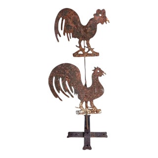 Late 19th Century Double Rooster Weathervane For Sale