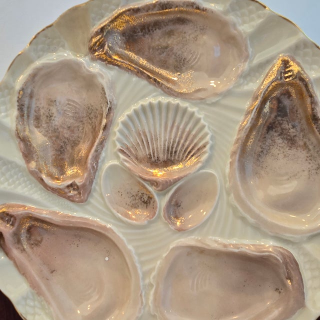 Late 19th Century Weimar Germany Iridescent Pink Porcelain Scalloped Oyster Plate For Sale In San Francisco - Image 6 of 8