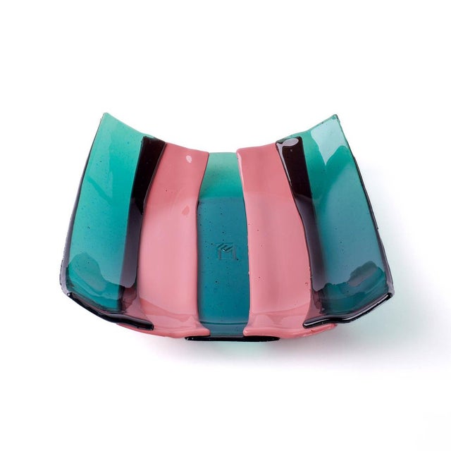 Stripe Bowl in Clear Aqua by Enzo Mari for Corsi Design Factory For Sale - Image 6 of 8