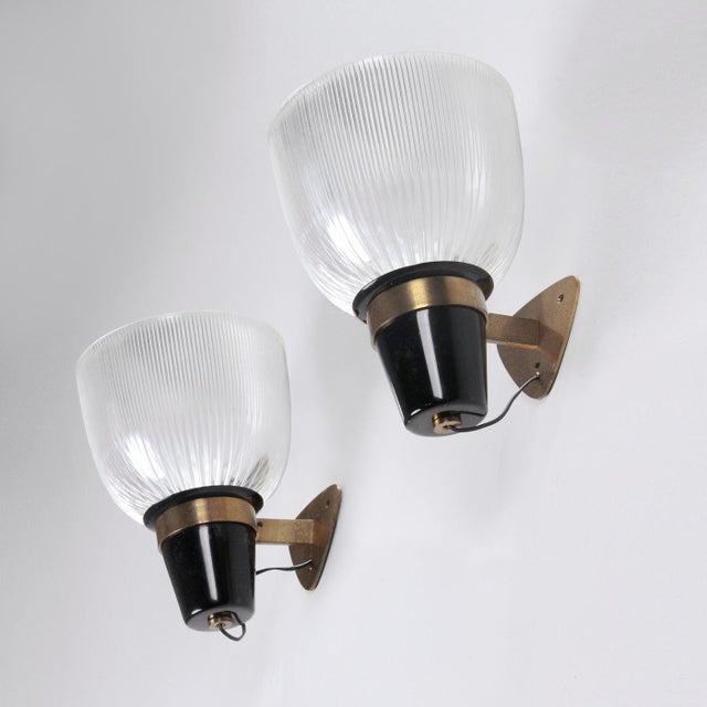 Azucena Brass and Glass Wall Lamps Mod LP5 by Ignazio Gardella for Azucena, 1950s, Set of 2 For Sale - Image 4 of 11