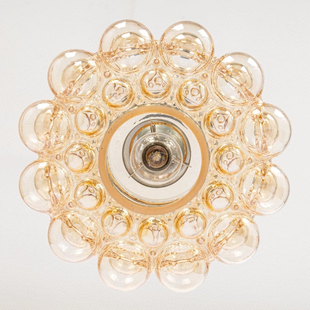 Large Amber Bubble Glass Pendant by Helena Tynell for Limburg, Germany, 1970s For Sale - Image 4 of 16
