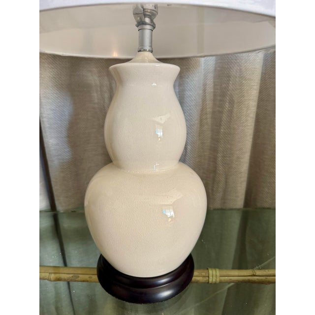 1990s Double Gourd Cracked China Table Lamp For Sale - Image 5 of 6