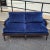 Ethan Allen Pair of Ethan Allen Louis XVI–Style Loveseats in Blue Velvet With Carved Walnut Frames For Sale - Image 4 of 16