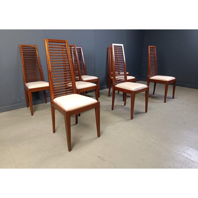 Italian High Back Dining Chairs, 1980s, Set of 8 For Sale - Image 9 of 12