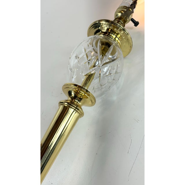 Vintage Brass & Crystal Table Lamp Neoclassical Hollywood Regency 29" Tall For Sale - Image 4 of 12