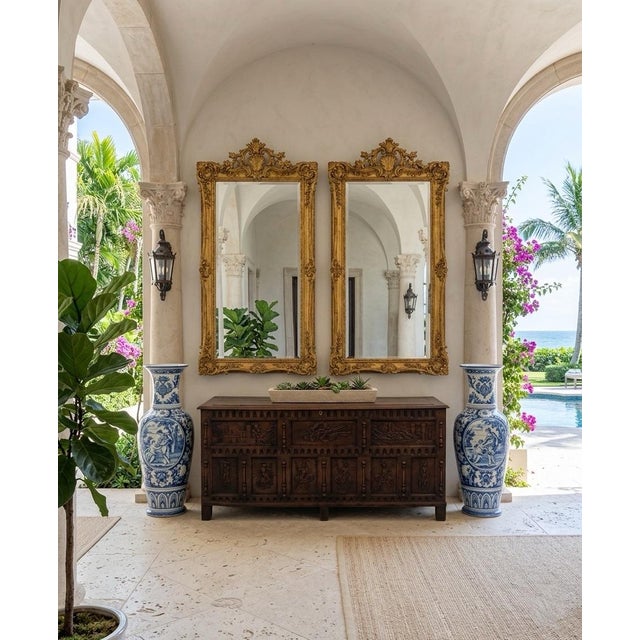 Wood 1970s English Carved Oak Coffer With Knight & Castle Motifs For Sale - Image 7 of 12