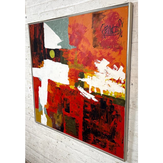 This large abstract painting is by artist Lee Reynolds Burr (1936-2017). With its intense color scheme and bold form it's...