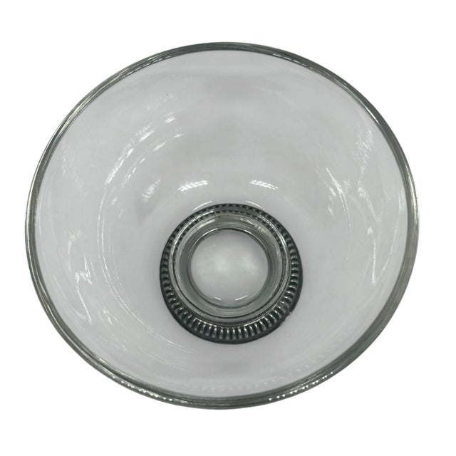 Frank M. Whiting & Company Vintage Frank M. Whiting & Co. 4 1/4” Glass Candy Bowl Decorative Gadroon Ribbed Pattern Sterling Silver Base For Sale - Image 4 of 10