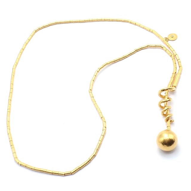 1990s Gurhan Vertigo Yellow Gold Lariat Beaded Spiral Necklace For Sale In Philadelphia - Image 6 of 13