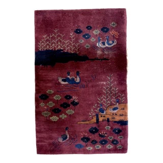 1920s, Handmade Antique Art Deco Chinese Rug 4.1' X 6.5' For Sale