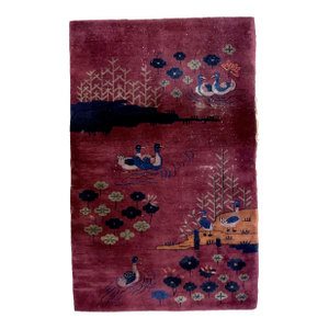 1920s, Handmade Antique Art Deco Chinese Rug 4.1' X 6.5'