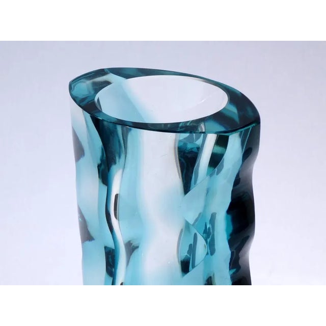 Light Blue Crystal Vase by Oldrich Lipsky, Czechoslovakia, 1970s For Sale - Image 4 of 8