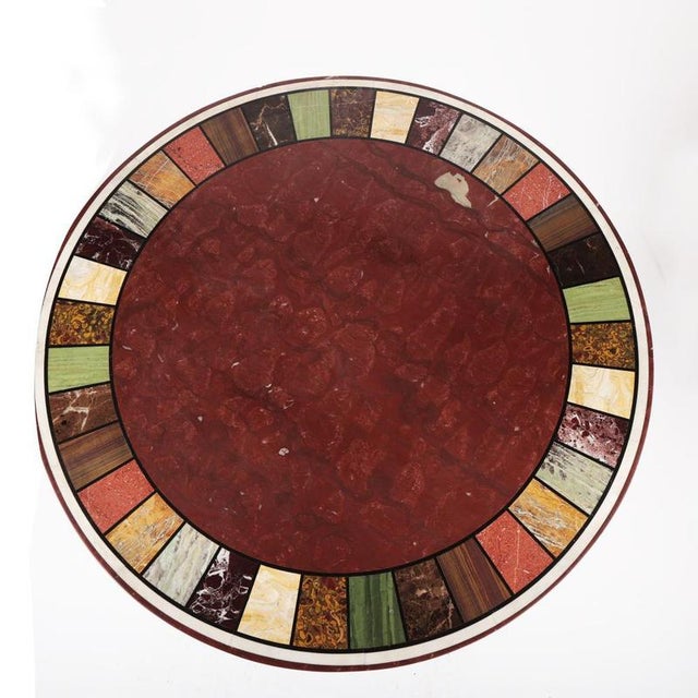 Gold Italian Gilt Table with Marble Top by Pietra Dura, 1890s For Sale - Image 8 of 9