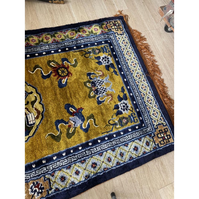 Dark Pink Exquisite Vintage 1950s Silk-on-Silk Chinese Art Deco Rug 4.1' X 7.3' (125cm X 222cm) For Sale - Image 8 of 13