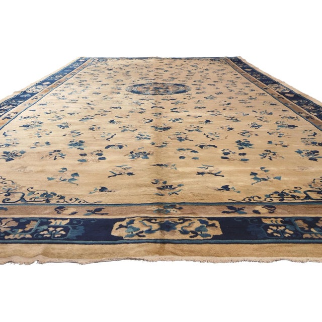 Chinoiserie 1880s Antique Chinese Peking Rug - 10'02 X 19'03 For Sale - Image 3 of 9