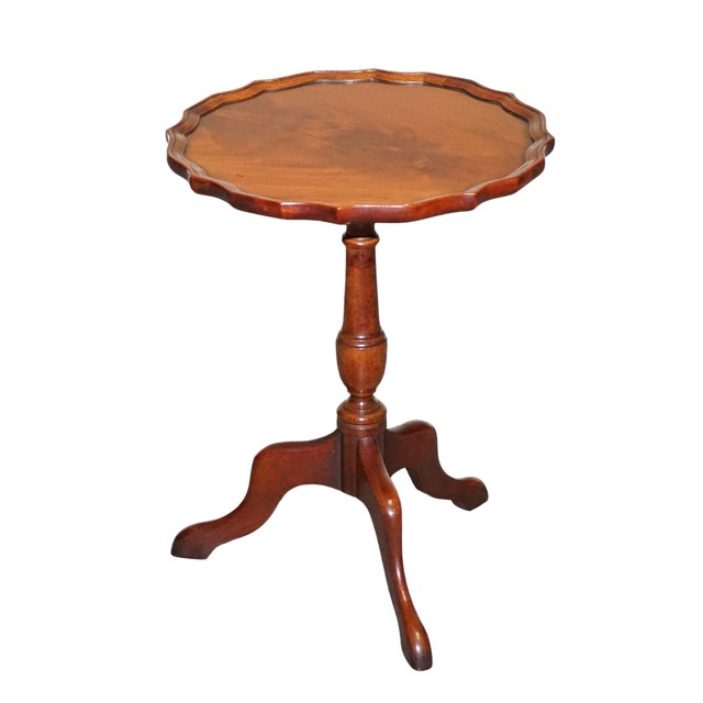 Vintage Walnut Pie Crust Lamp Wine Occasional Table by Charles Barr For Sale