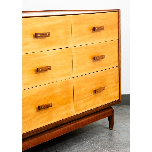 Mid Century Modern Dresser Credenza Birch Walnut Drawer Italian Blonde For Sale In Sacramento - Image 6 of 12