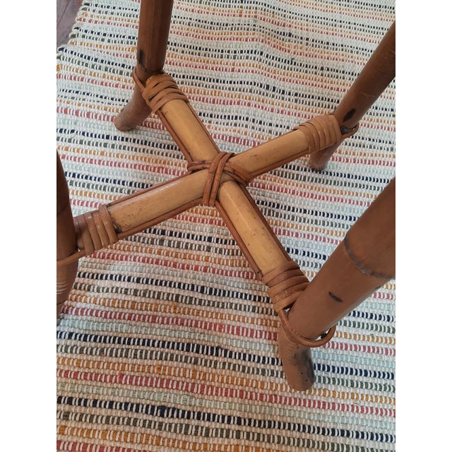 Vintage Rattan Bamboo Round Plant Stand For Sale - Image 9 of 11