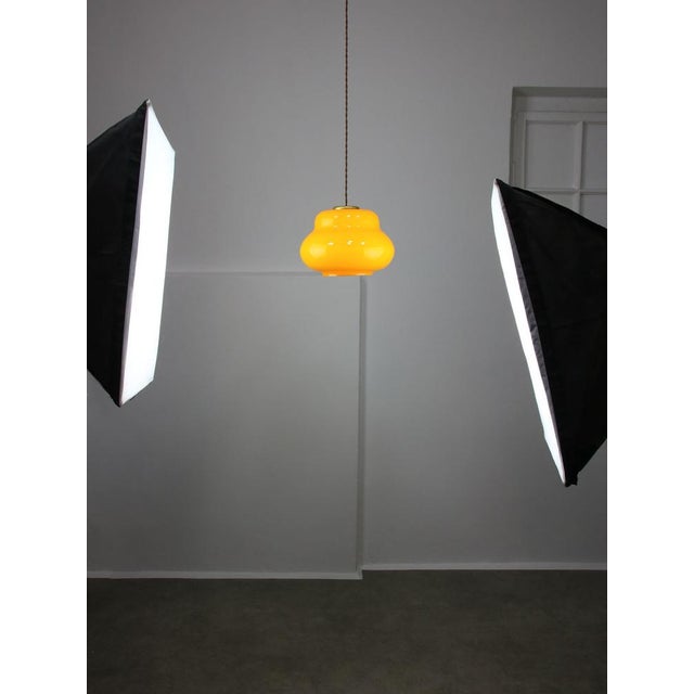 Mid-Century Italian Yellow Glass and Brass Pendant Lamp For Sale - Image 12 of 18