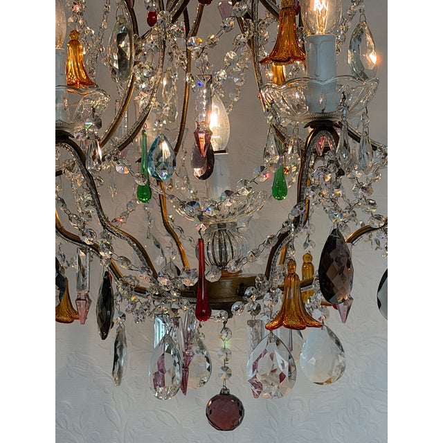 Gold-Plated Metal and Murano Glass Chandelier, 1940s For Sale - Image 15 of 18