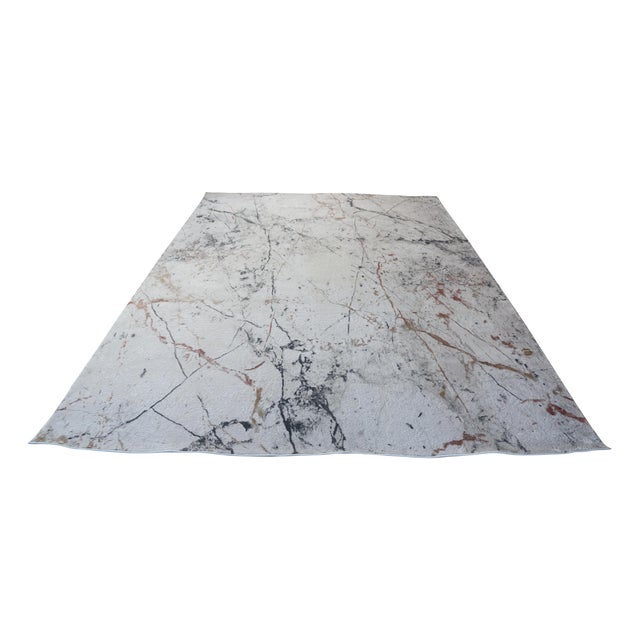 Contemporary Haute Couture Calacatta Marble Elegance Power Loom Abstract Modern Rug 6' X 9' For Sale - Image 3 of 12