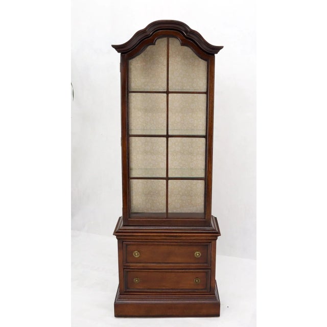 Dome Shape Top Glass Shelves Two Drawer Compartment Curio Display Cabinet For Sale - Image 11 of 13