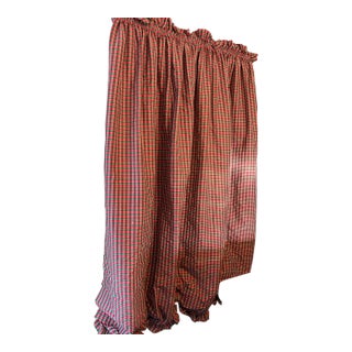 Custom Plaid Silk-Style Taffeta Balloon Shade With Original Lift Hardware, 60” For Sale