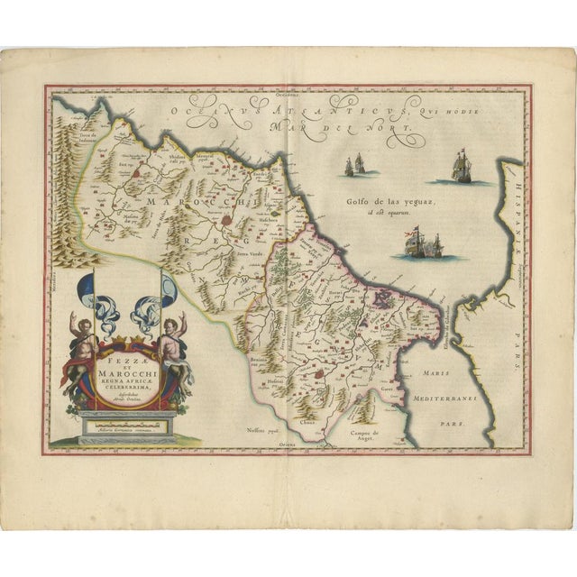 Antique Hand-Colored Map of Morocco with Fez and Marrakesh from Blaeu, 1642 For Sale - Image 11 of 11