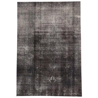 Vintage Overdyed Distressed Rug With Industrial Luxe Style - 8'4" X 12'3" For Sale