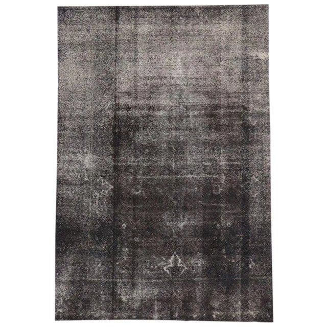 Vintage Overdyed Distressed Rug With Industrial Luxe Style - 8'4" X 12'3" For Sale