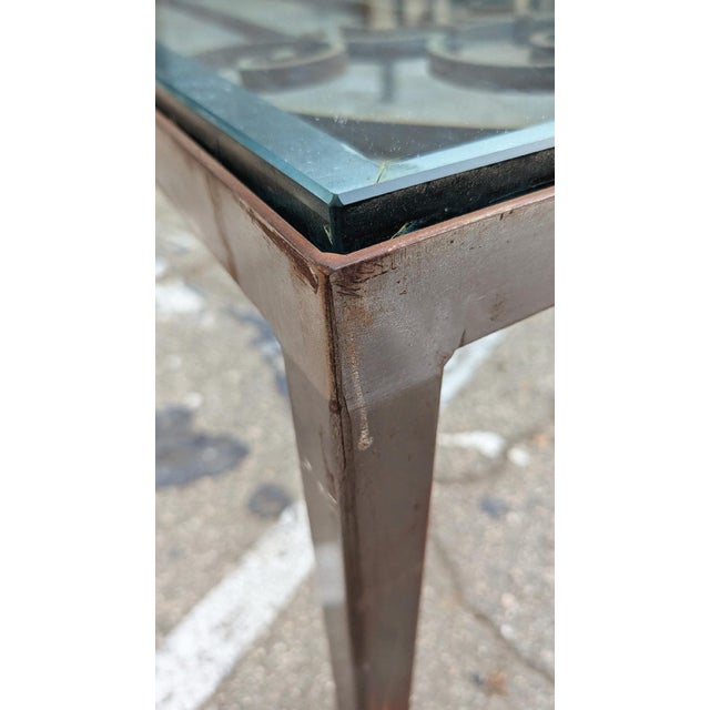 Metal Vintage Wrought Iron and Glass Rectangular Coffee Table For Sale - Image 7 of 7