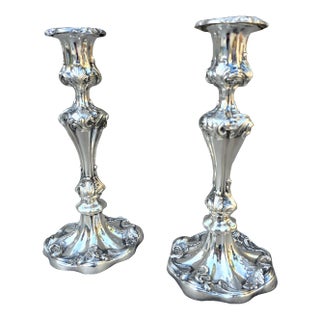 Victorian Silverplated Candlesticks- Set of 2 For Sale