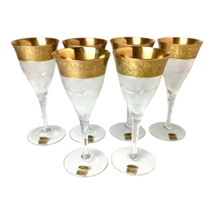 1960s Moser Cut Crystal Splendid Wine Glasses- Set of 6