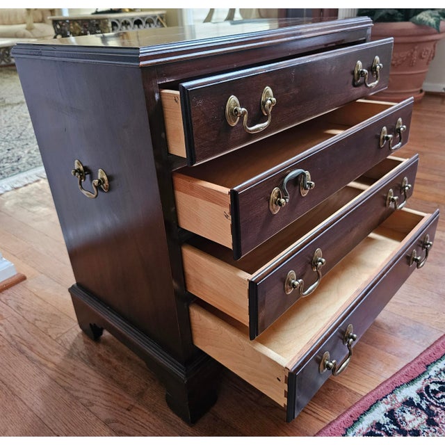 Pair of Ethan Allen Chippendale Cherry Small Chest of Drawers / Nightstands For Sale - Image 11 of 11