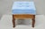 Antique Victorian Walnut Cabriole Leg Blue Tufted Upholstered Footstool Ottoman Stool. Circa Early 20th Century....