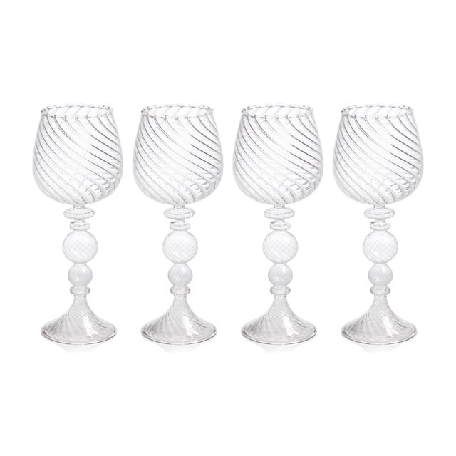 Rialto Twisted Optic White Wine Glasses, Set of 4 For Sale In Los Angeles - Image 6 of 6