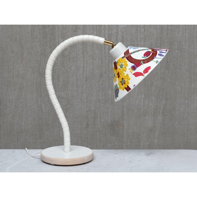 White White Table Lamps with Josef Frank Shades from Markslöjd, Sweden, 1970s, Set of 2 For Sale - Image 8 of 13