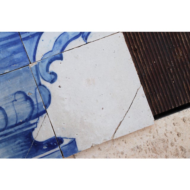 Tile Mural Panel Depicting a Baroque Jardinière With Flowers, Portuguese, 18th Century For Sale - Image 9 of 12