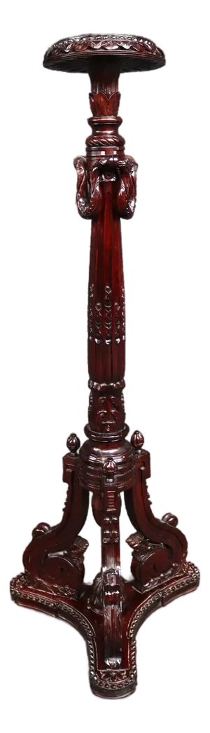 Carved Mahogany Pedestal Plant Stand / Display Stand