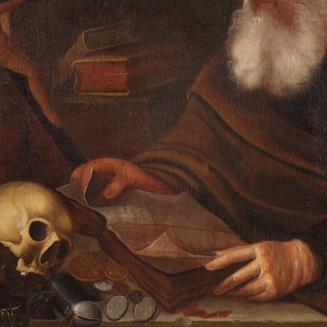 Flemish Artist, Saint Jerome in His Study, 1630, Oil on Canvas, Framed For Sale - Image 11 of 16