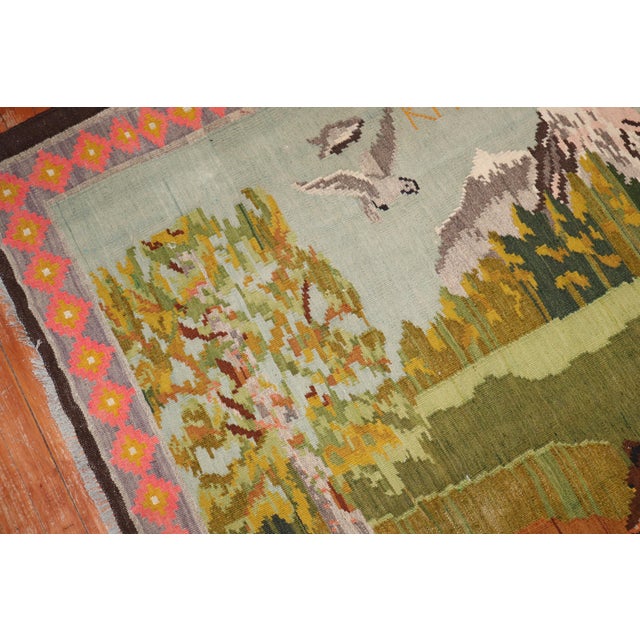 Late 20th Century Late 20th Century Zabihi Collection Animal Motif Turkish Dowry Kilim - 6'5" x 7'9" For Sale - Image 5 of 11