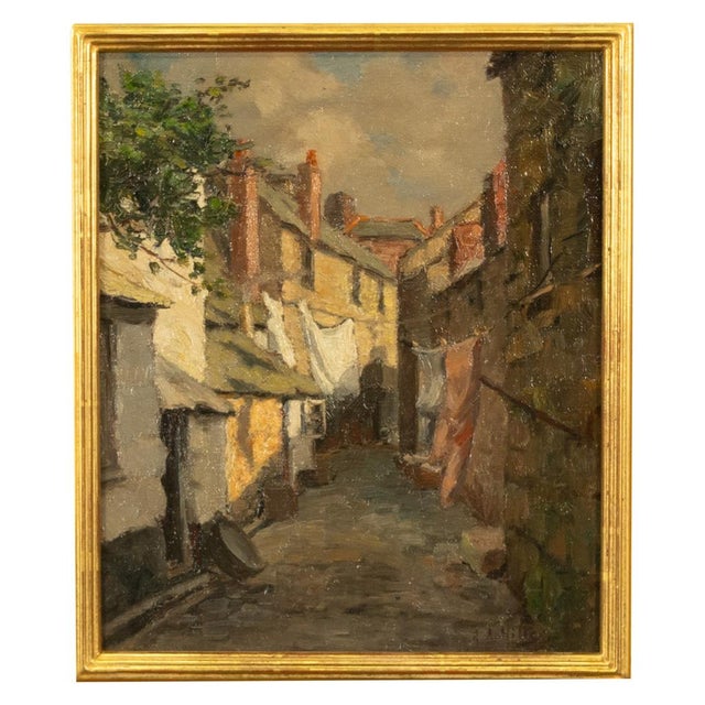 An important oil on canvas painting by the California impressionist painter Anna Althea Hills (1882-1930), a village scene...